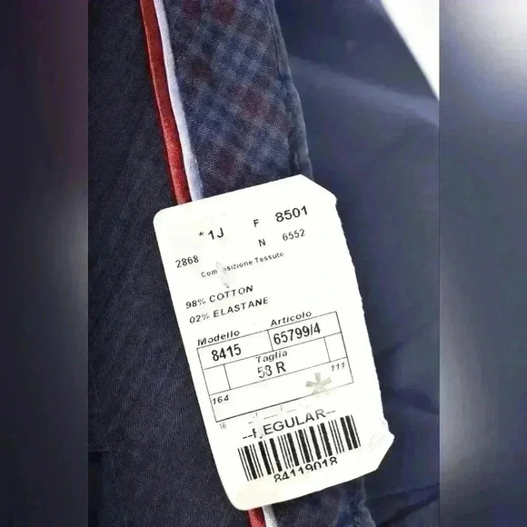 NWT LBM 1911 Navy Blue Cotton  8415 Stretch Chino Casual Pants 58EU 40x34 Italy - Picture 3 of 10